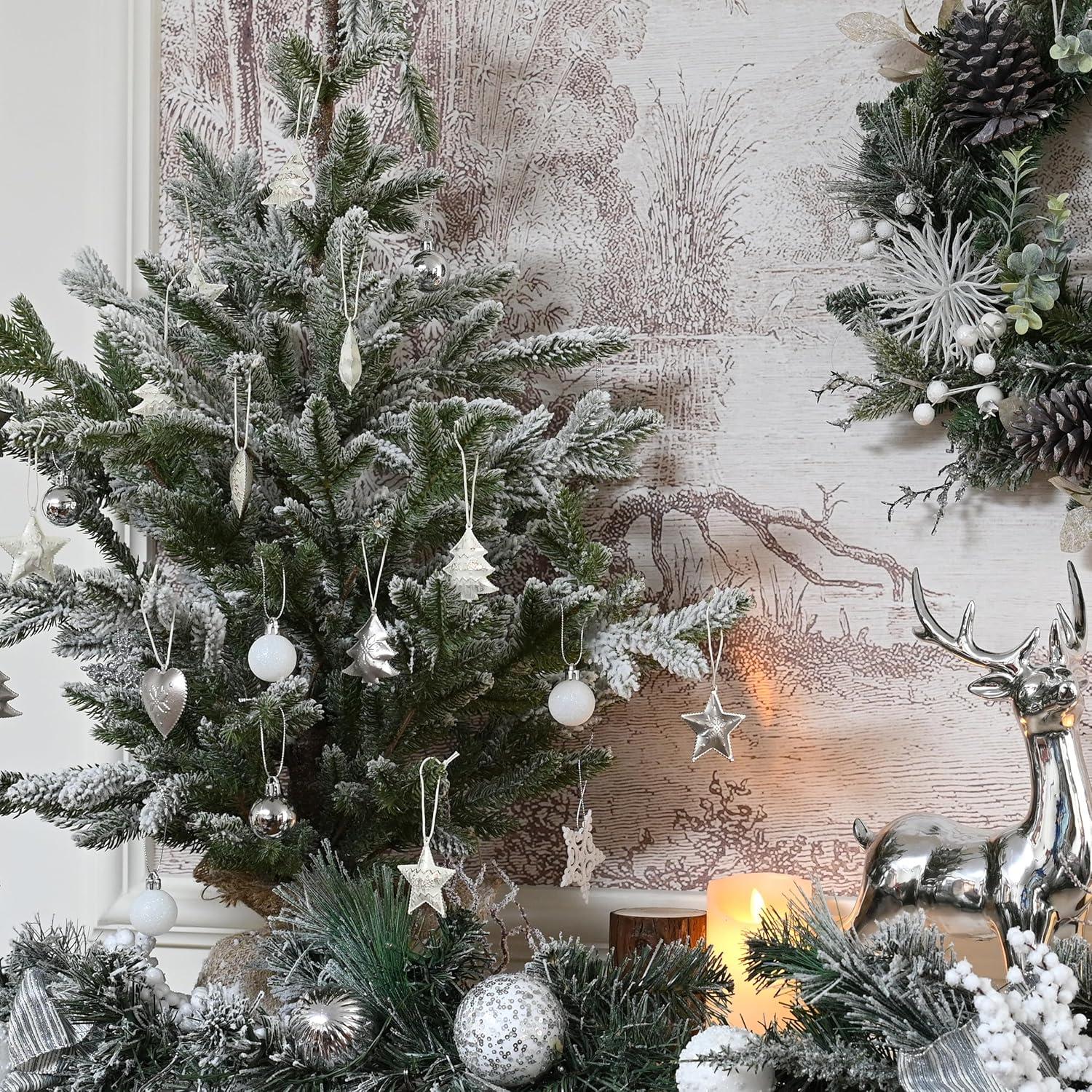 Metallanhänger Weihnachtsglocken 24er Set 5cm Herz Stern Baum