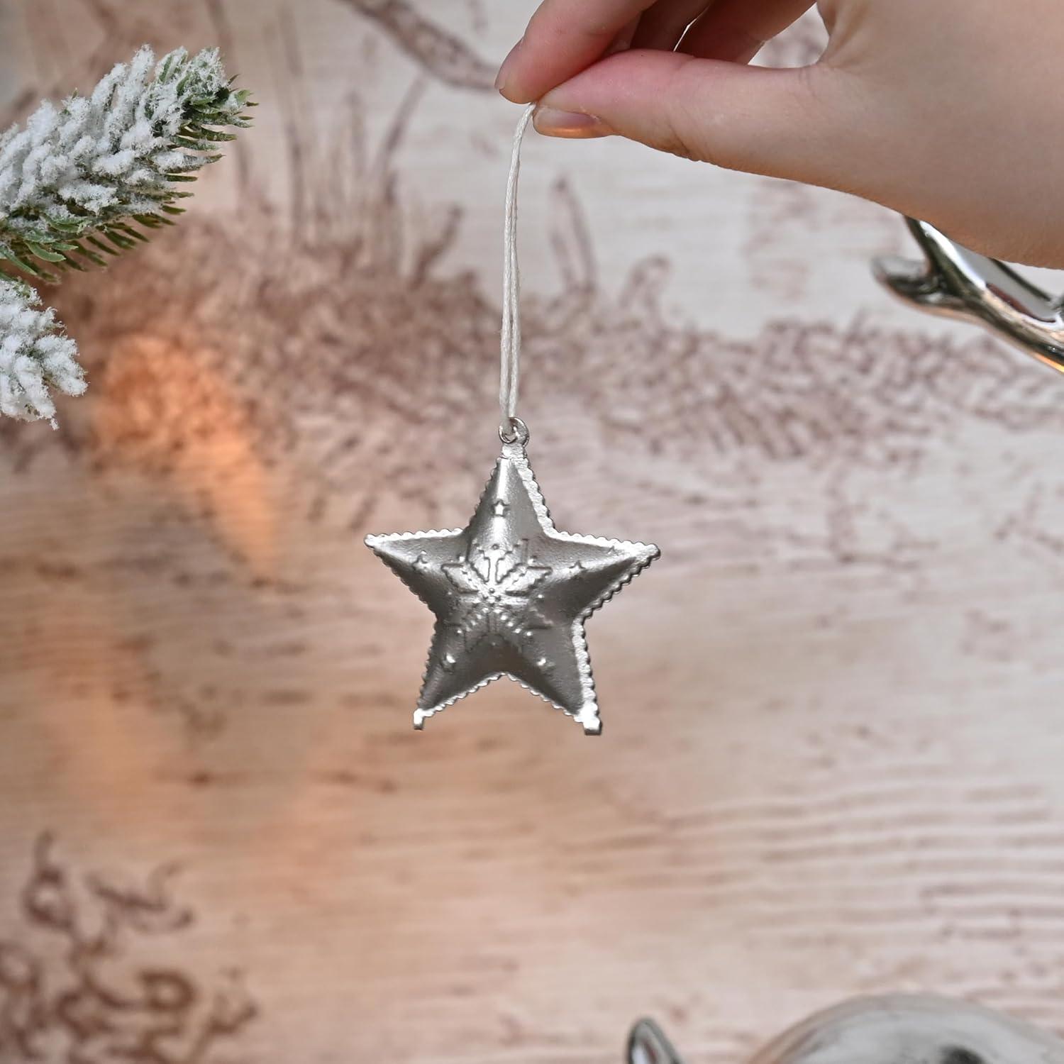 24tlg Metallanhänger Weihnachtsglocken Herz Stern Baum Weihnachtsdeko