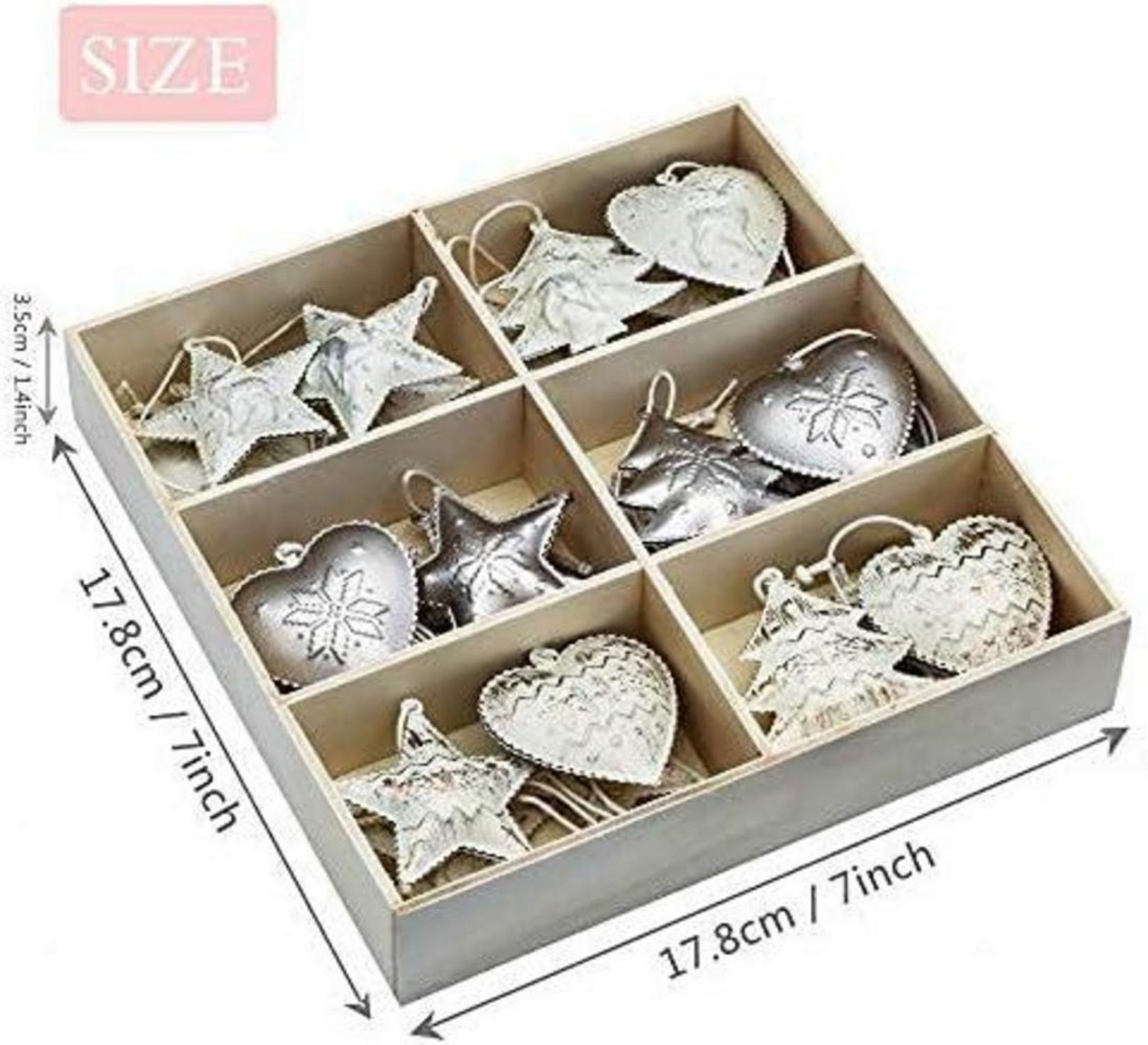 Metallanhänger Weihnachtsglocken 24er Set 5cm Herz Stern Baum Weihnachtsdeko