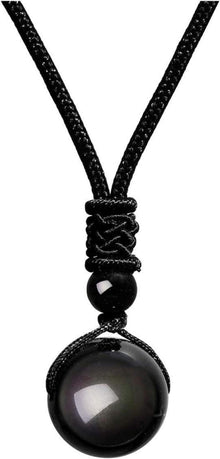 Glücksbringer Halskette Obsidian Tigerauge Amethyst Stein Nylonschnur