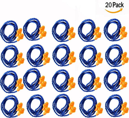 20 Paar Weich Silikon Gehörschutzstöpsel mit Schnur 25dB