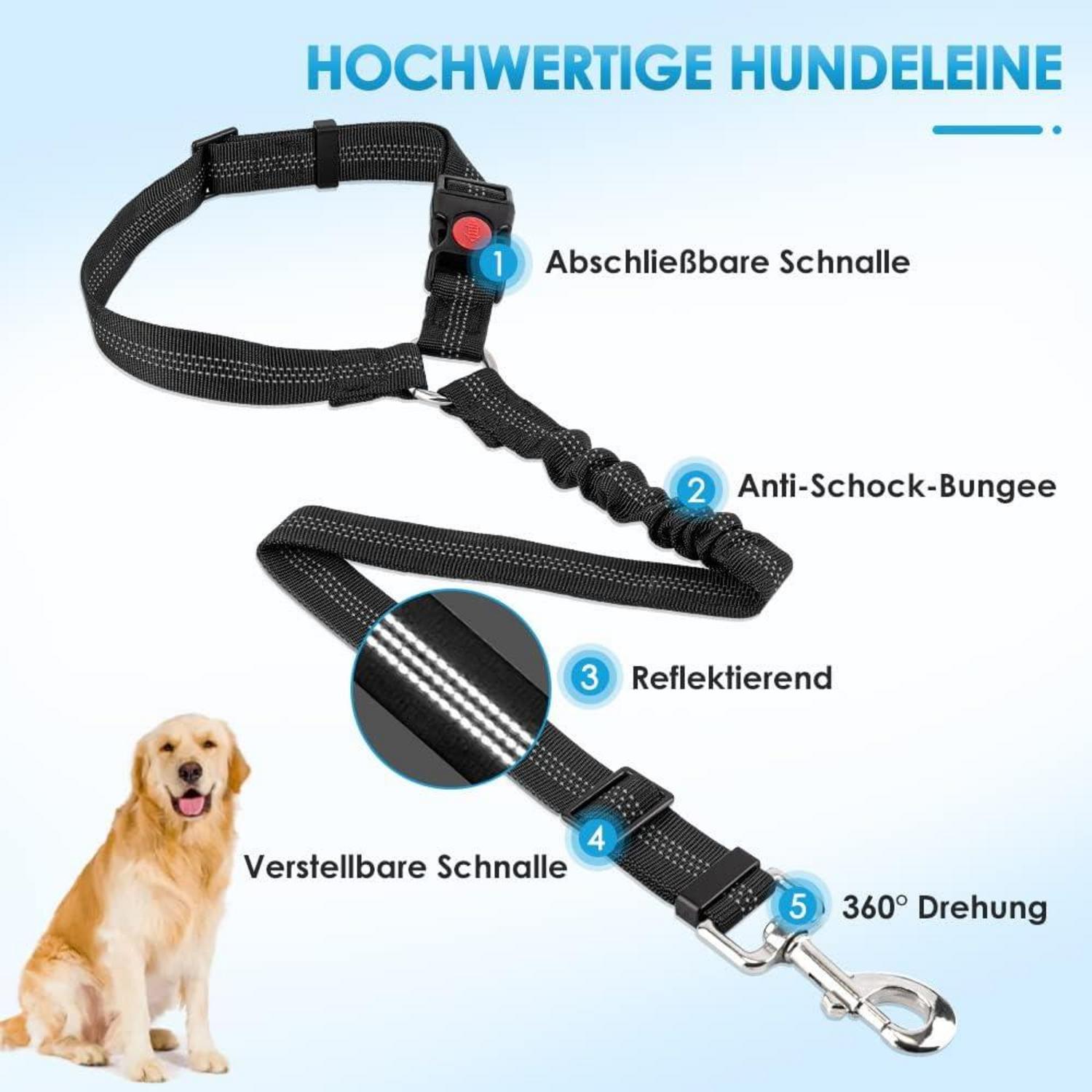 SlowTon Hundegurt Auto Kopfstützen-Rückhalte 2 Stk. Hund Sicherheitsgurte