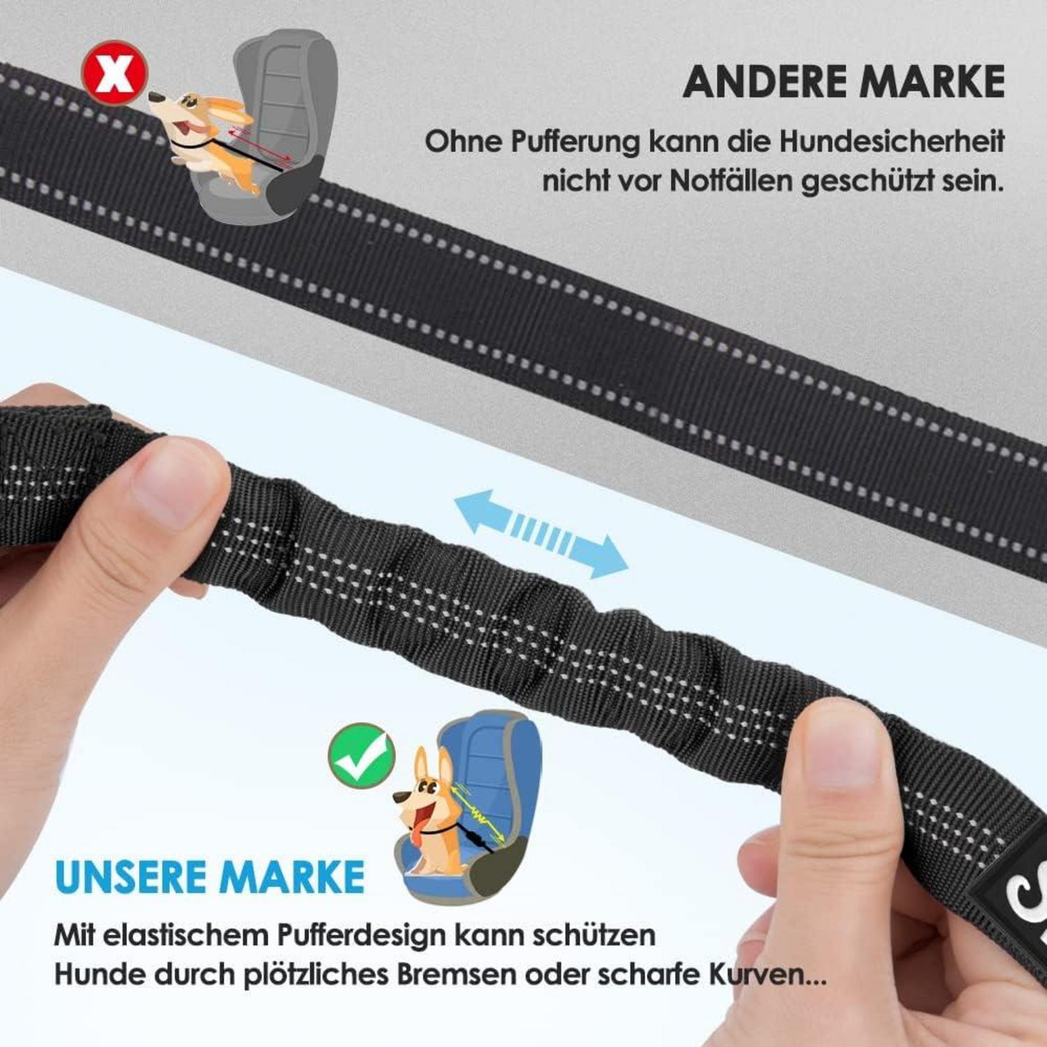 Hundegurt Auto 2 Stück Kopfstützen-Rückhalte Anschnallgurt