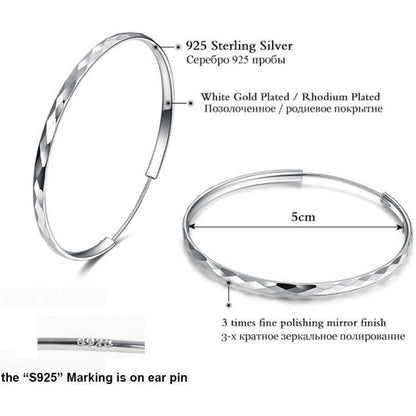 Große Silber 925 Creolen – Hoop Ring Ohrringe Damen