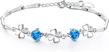 Damen Armband Silber 925 Klee Armkette mit Zirkonia Geschenkbox