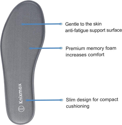 Knixmax Memory Schaum Einlegesohlen Grau 41 für Damen Herren