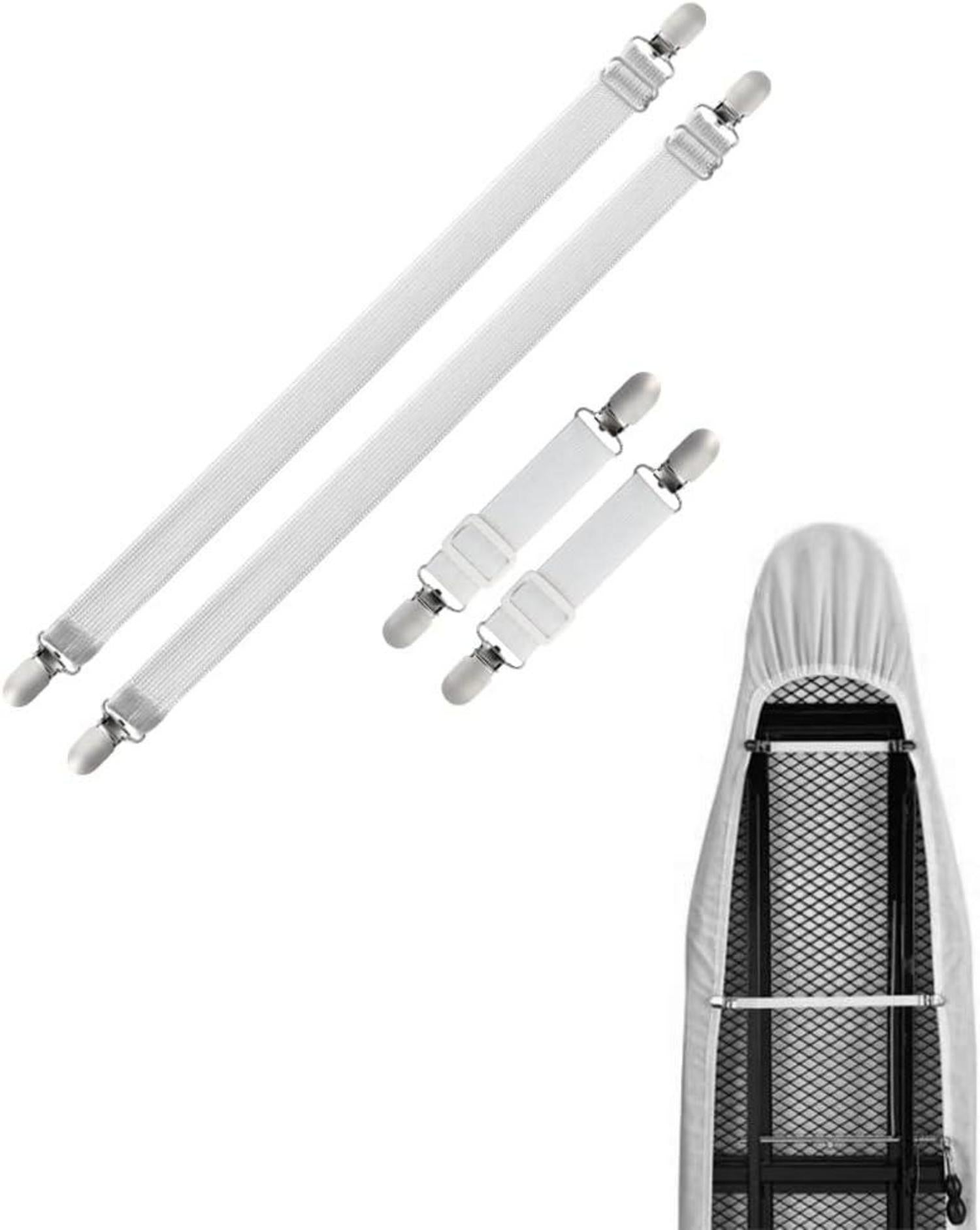 Verstellbare Bügeltischspanner 4er Set Weiß Bettlakenspanner Magnetclip
