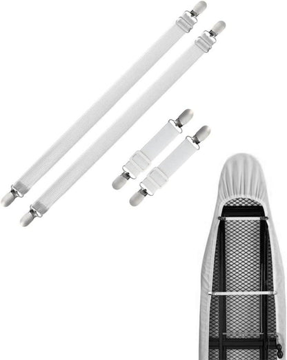 Verstellbare Bügeltischspanner 4er Set Weiß Bettlakenspanner Magnetclip