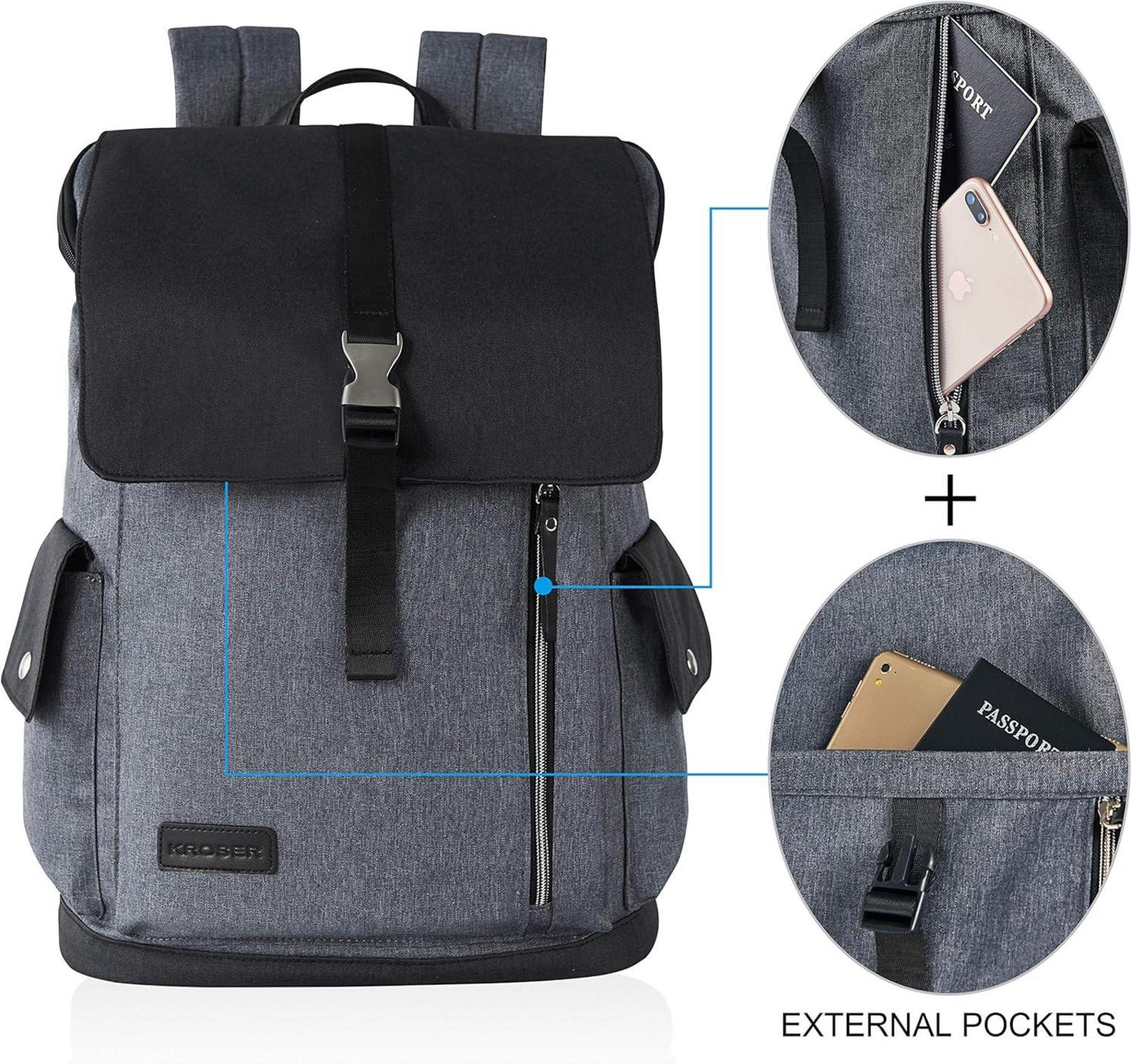 Rucksack 17,3 Zoll Laptop Damen/Herren Wasserabweisend Groß Schwarzgrau