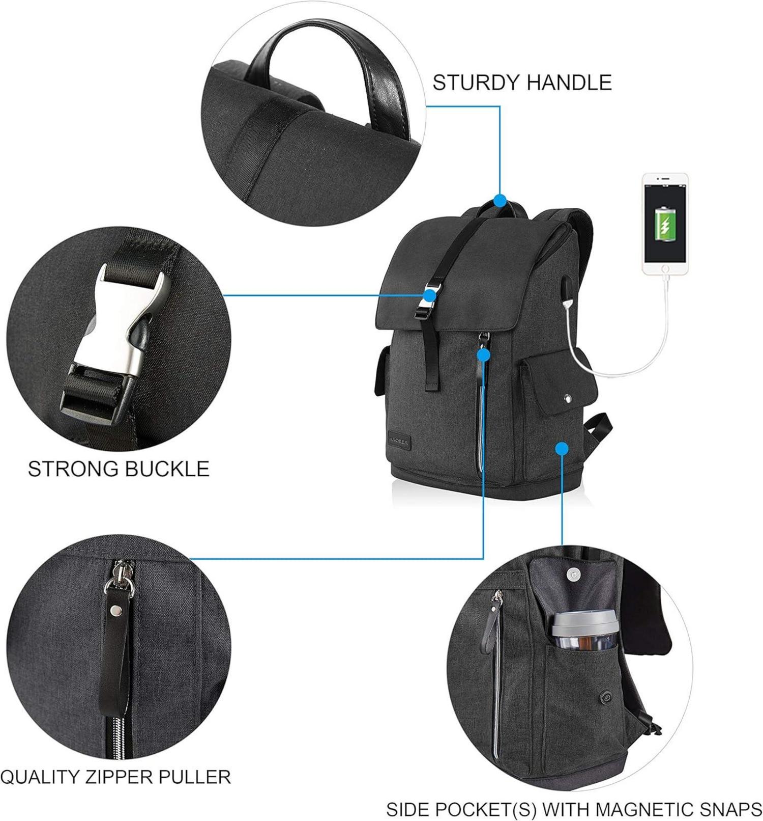 Laptop Rucksack 17,3 Zoll Schwarz Wasserdicht USB Port & Gepäckgurt - College Reise Rucksack