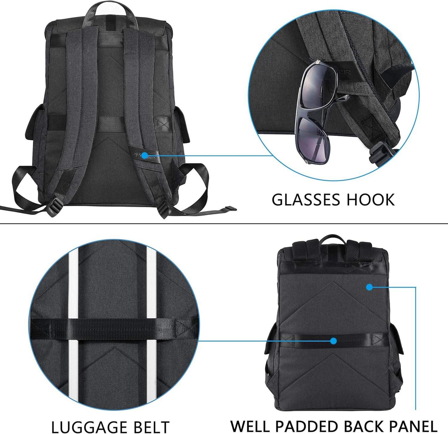 Laptop Rucksack 17,3 Zoll Damen Herren Wasserabweisend Schwarz