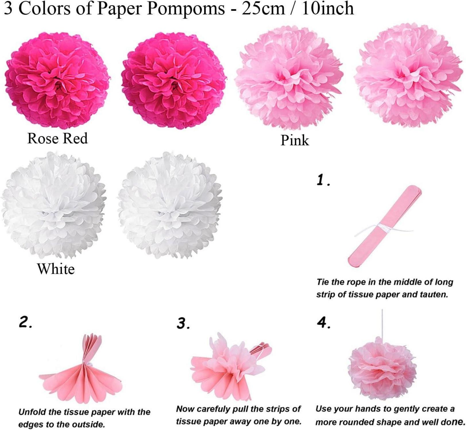 Geburtstagsdeko Set Rosa Pompoms Pom Poms Luftballon Spiral