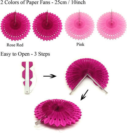 Geburtstagsdeko Happy Birthday Girlande Pompoms Papier Fans Spiral