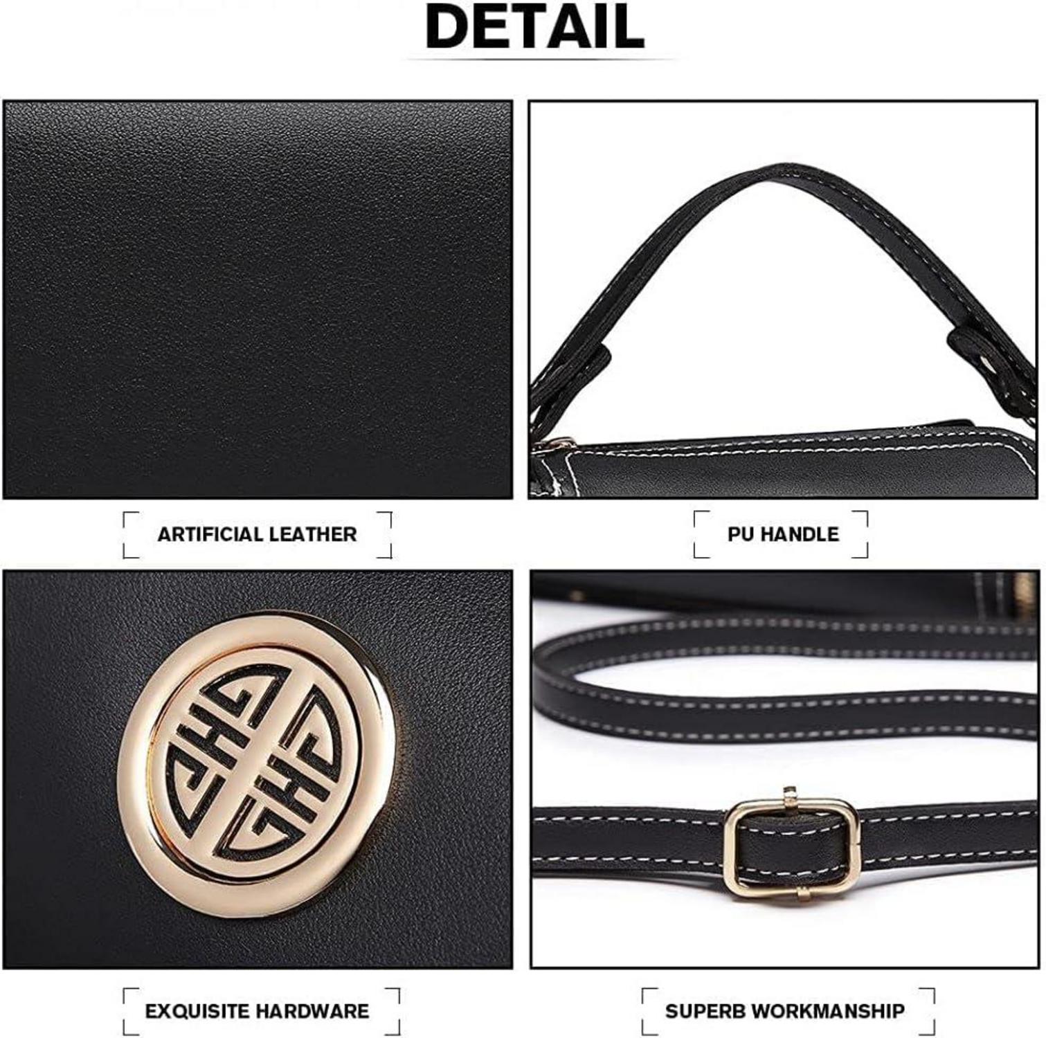 Elegante Damen Handtasche Schultertasche Henkeltasche Pu Leder Schwarz