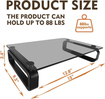 Monitor Ständer Glas Laptop TV Bildschirm Halterung Schwarz 40kg Tragkraft