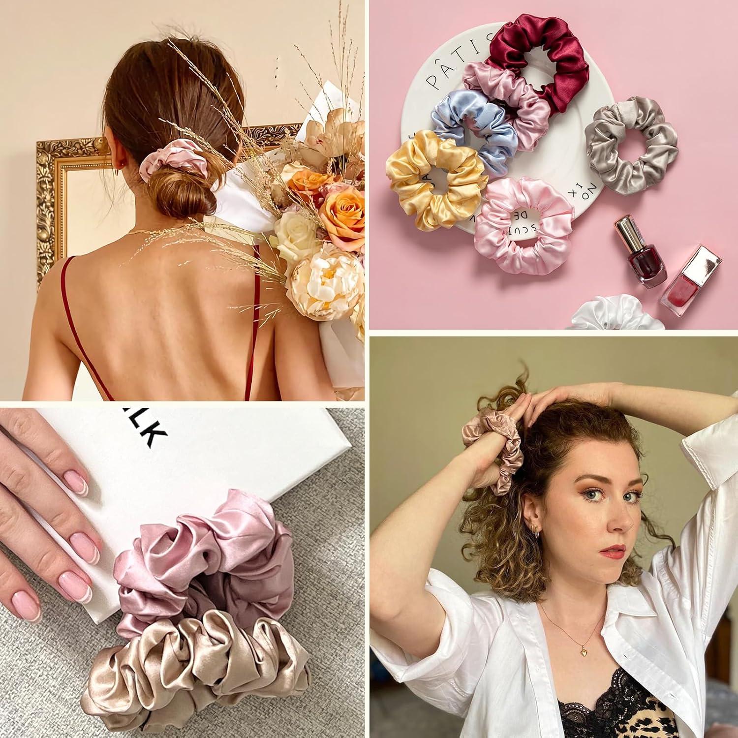 LILYSILK Seiden Haarring Damen Taupe 100% Seide Haargummi