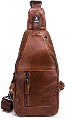 Echtes Leder Brusttasche Umhängetasche Herren Vintage Look