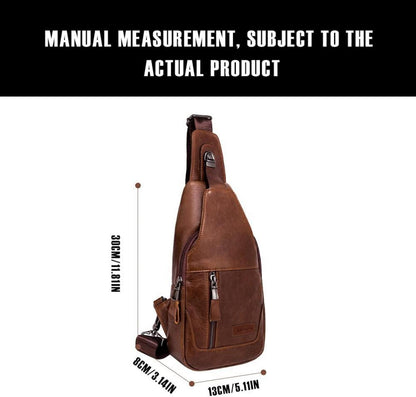 Herren Brusttasche aus echtem Leder Braun 30x15x6cm