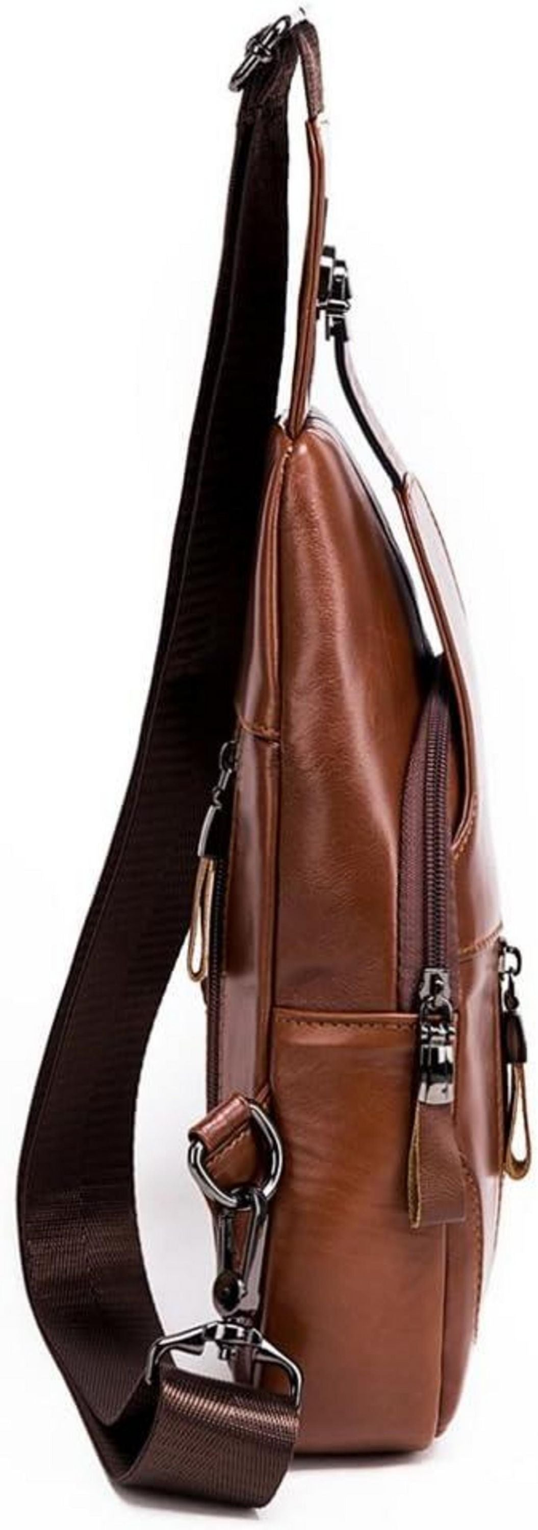 Brusttasche Umhängetasche Herren echt Leder Schultertasche Sporttasche