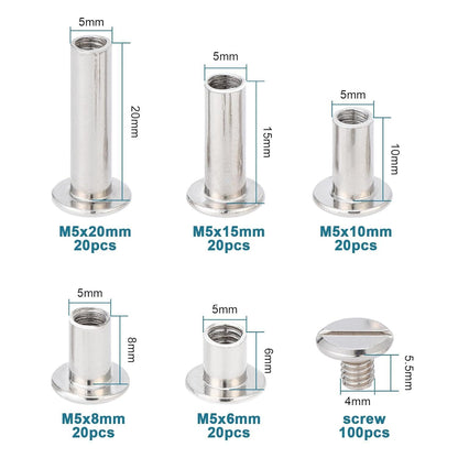 Leder Bindung Schrauben Set 100 Stück 5 Größen Belt Tack