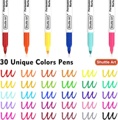 Permanent Marker Set 30 bunte Filzstifte feine Spitze