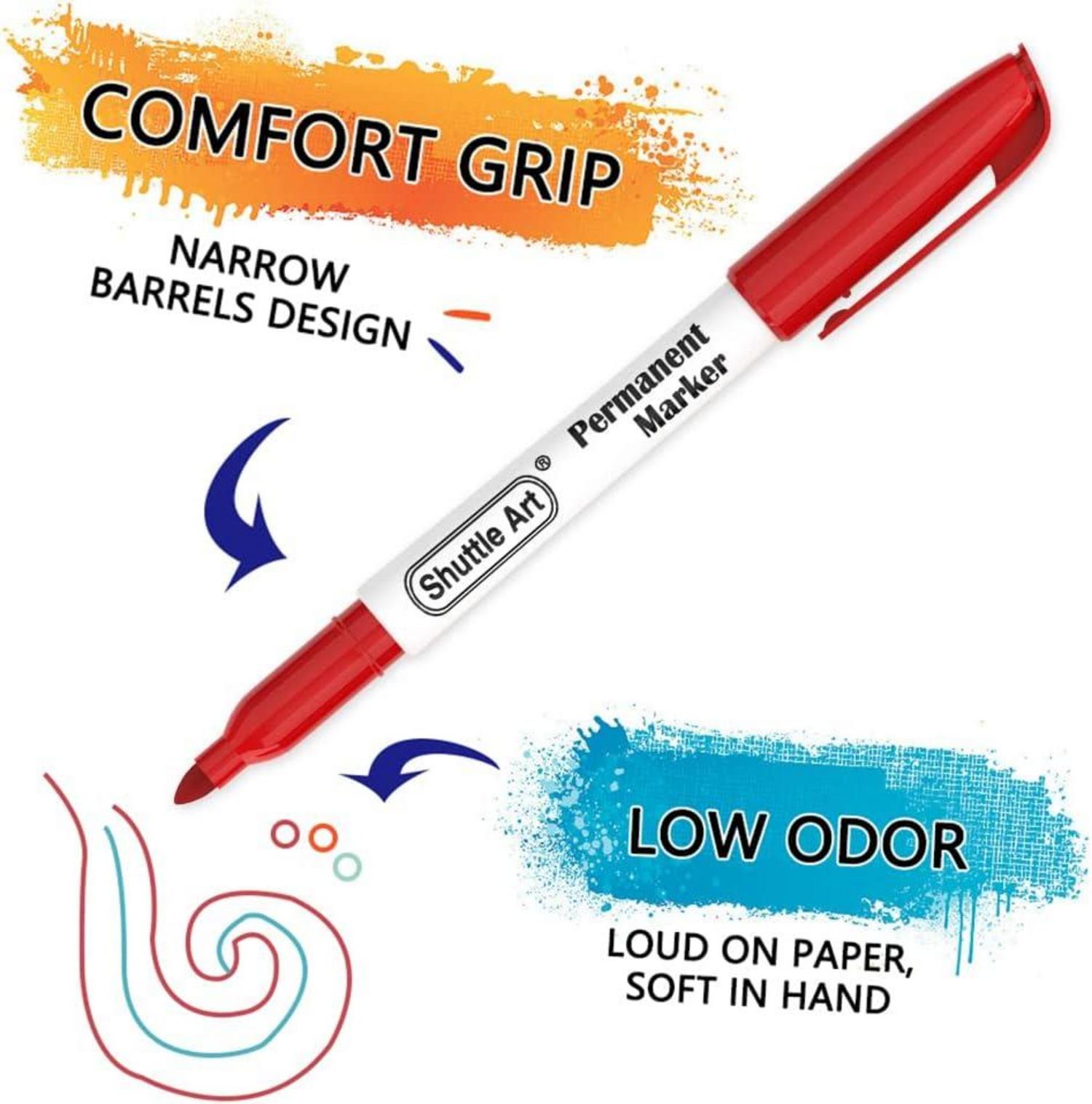 30 Permanent Marker Shuttle Art Set - Wasserfest, Filzstifte für Kunststoff, Stein, Glas - 30 Farben