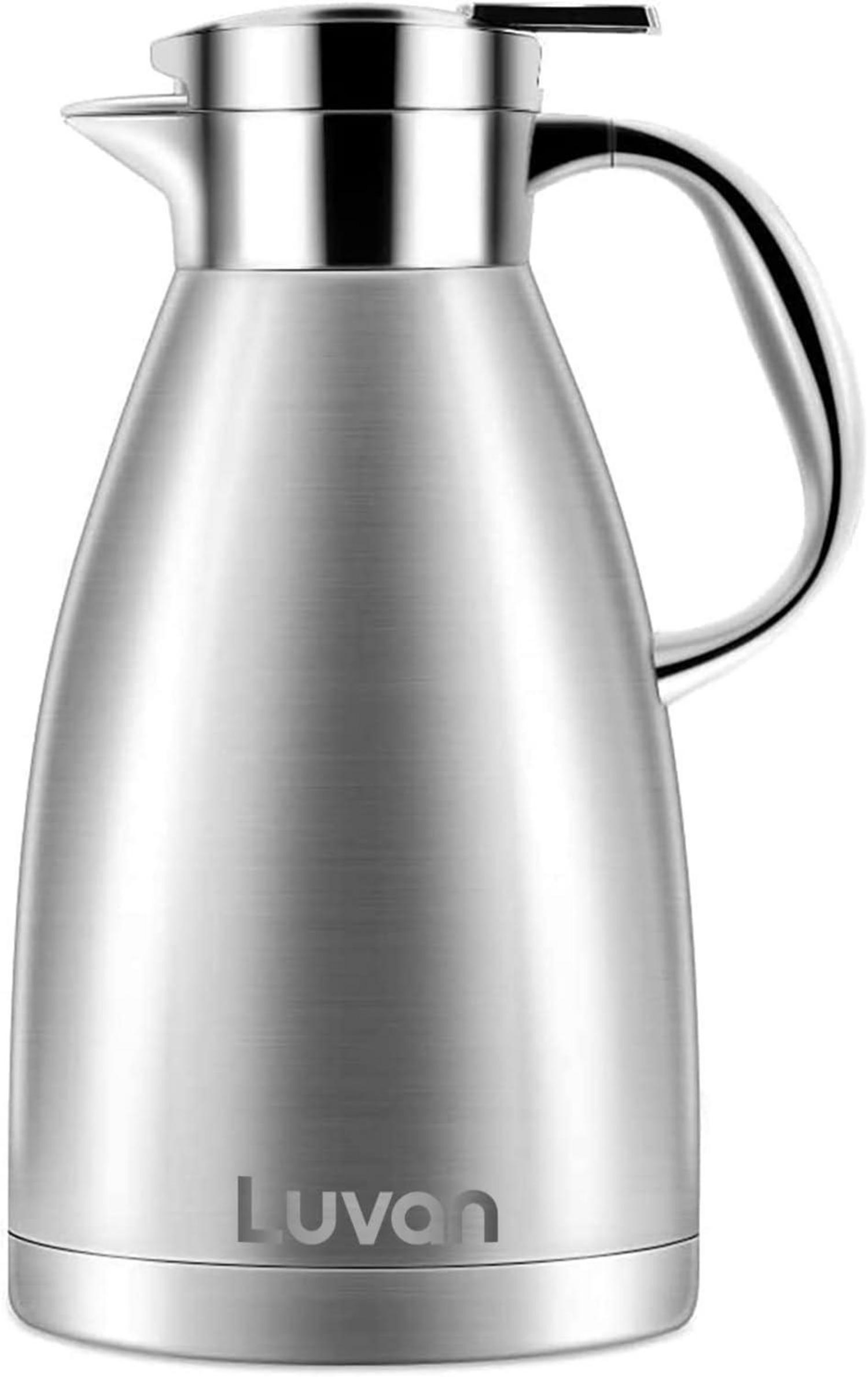 Thermoskanne 1,8L Edelstahl Isolierkanne Vakuumisoliert 12h heiß 24h