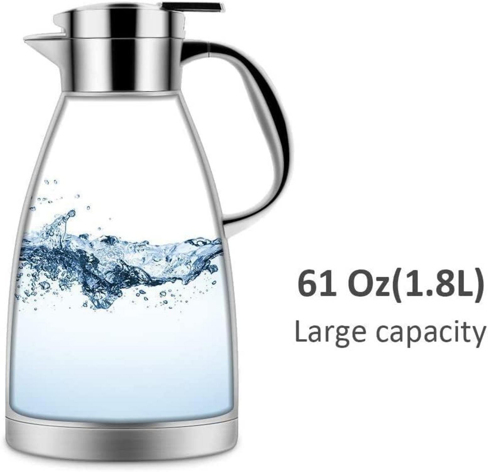 Thermoskanne 1,8L Edelstahl Kaffee Isolierkanne 12h heiß 24h
