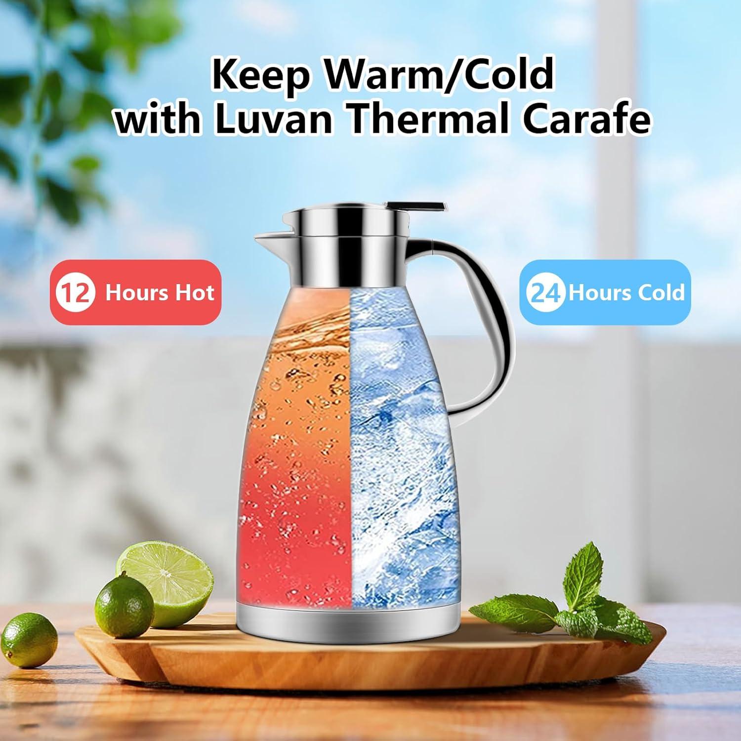 Thermoskanne 1,8L 304 Edelstahl Kaffee Isolierkanne 12h heiß 24h kalt