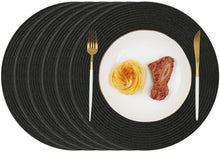 Runde Tischsets Set von 6 Abwaschbar Hitzebeständig 34cm Schwarz