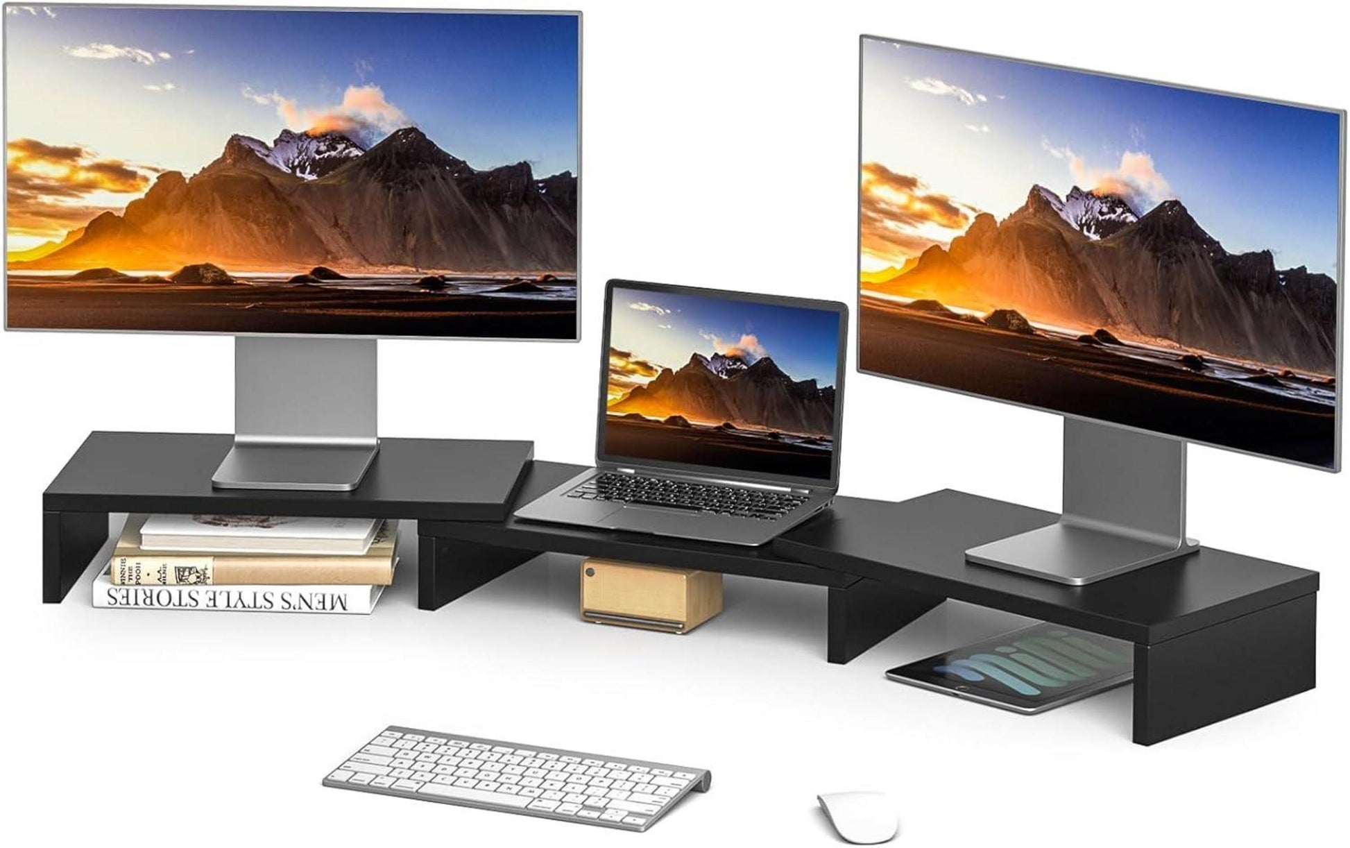 Monitorständer Bildschirmerhöhung Holz Laptop Ständer 2 Monitor Swivel