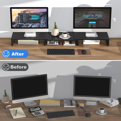 Monitorständer Bildschirmerhöhung Holz Dual Unterbau Laptop Ständer