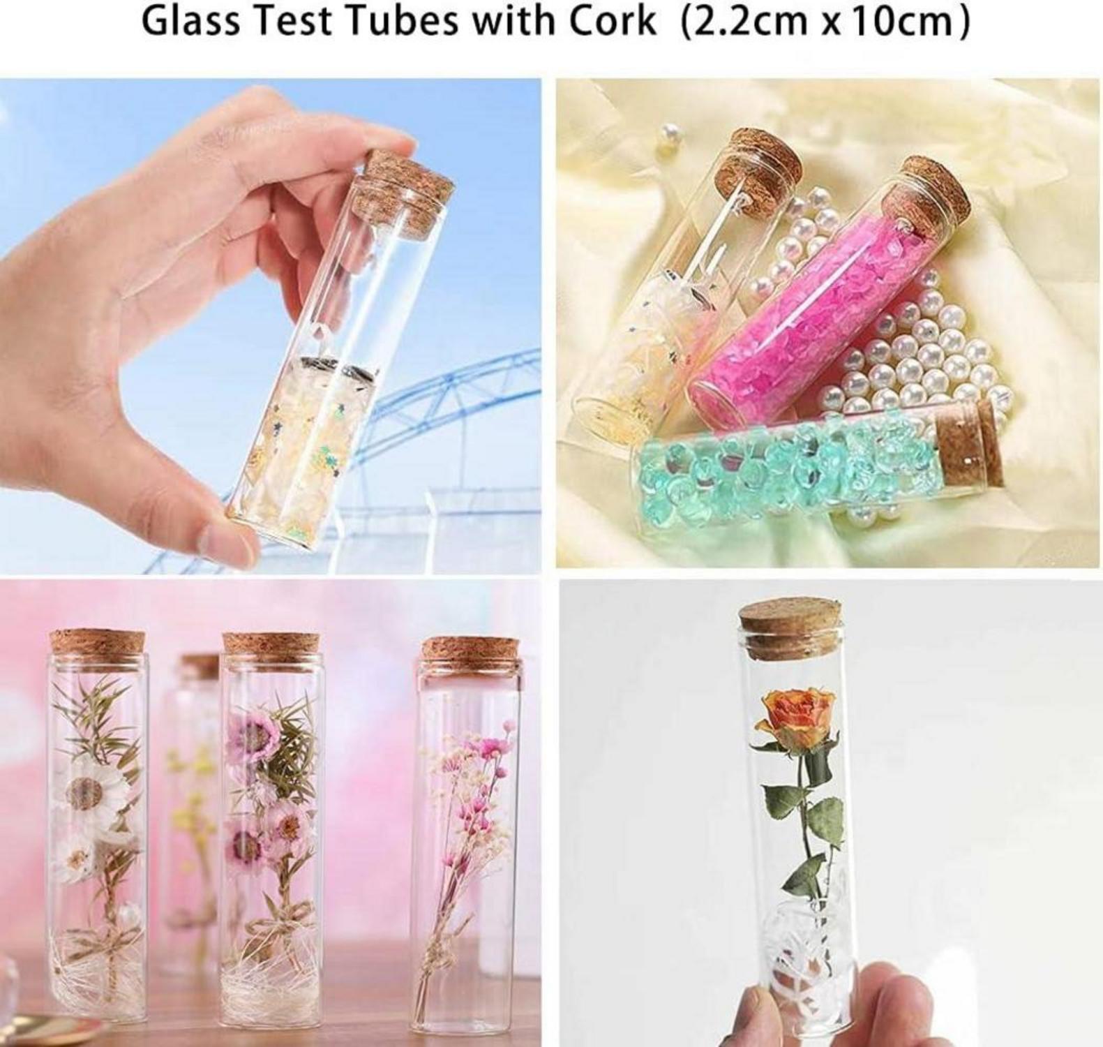 Danmu Art 12 Stück Mini Glasflaschen 26ml 2,2x10cm Holz Korkverschluss