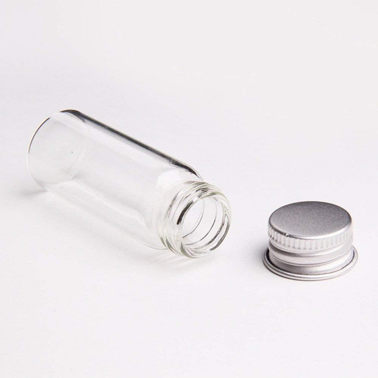 Klare Glasflaschen mit Aluminiumschraubverschluss, 12 Stück, 14ml