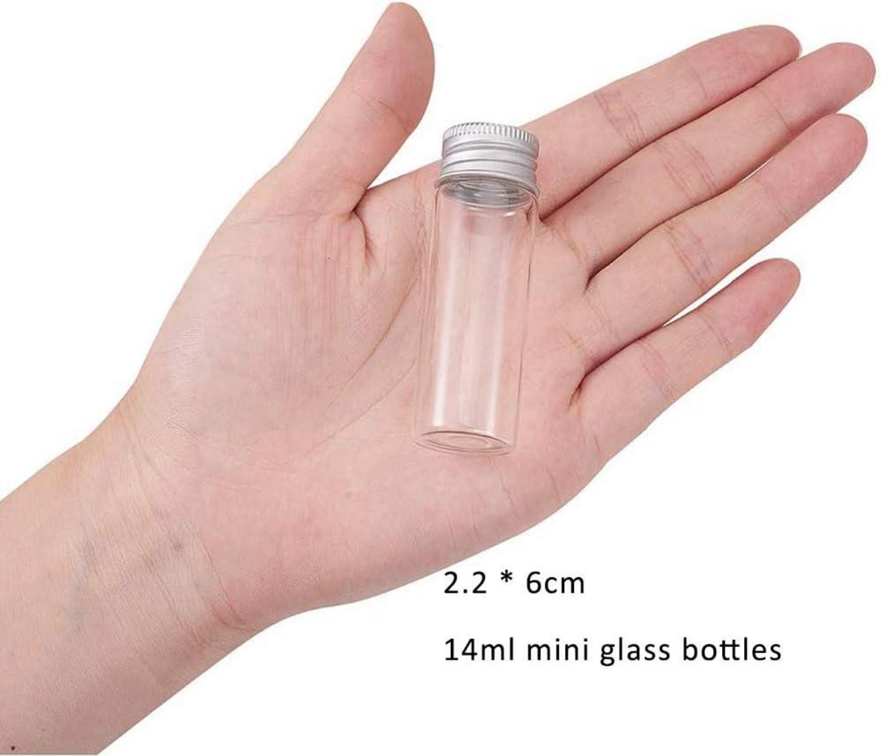 12er Set 14ml Klarglas Candy Flaschen Aluminium Schraube Top