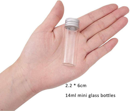 12er Set 14ml Klarglas Candy Flaschen Aluminium Schraube Top