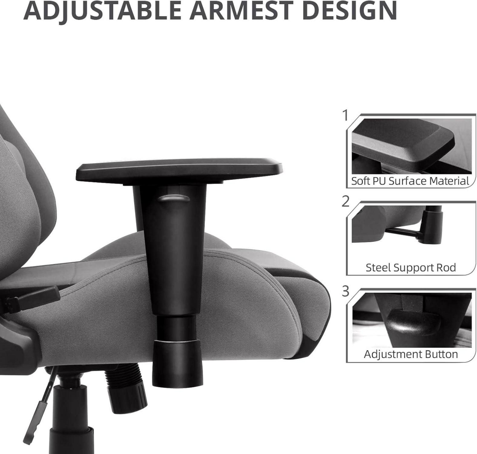 IntimaTe WM Heart Gaming Stuhl, Ergonomischer Zocker Racing Bürostuhl Grau