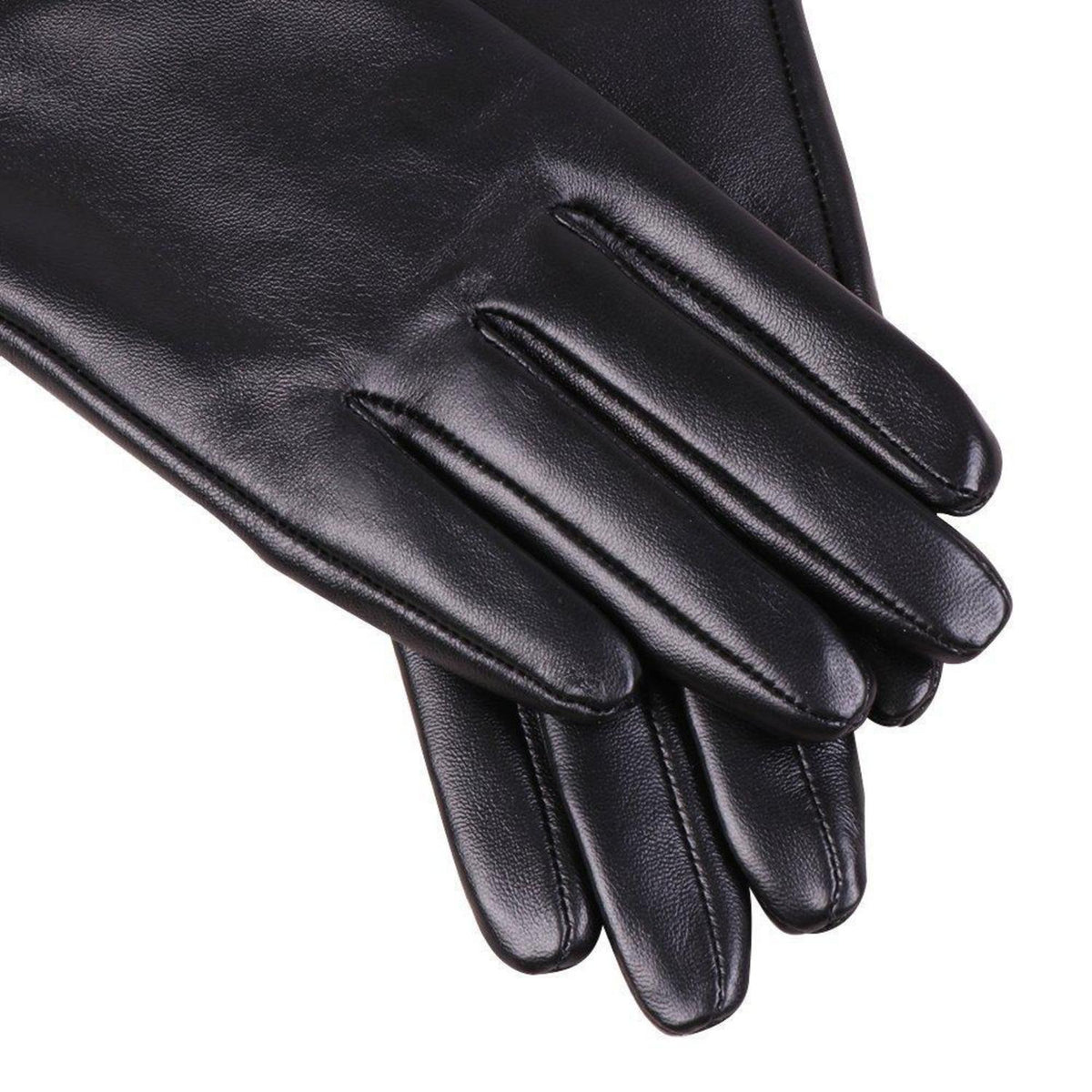 Damen Lederhandschuhe Touchscreen Lammfell warm Winter Schwarz