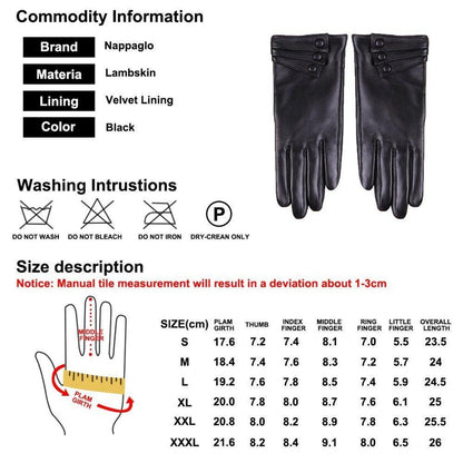 Damen Lederhandschuhe Touchscreen Lammfell Warm Schwarz S