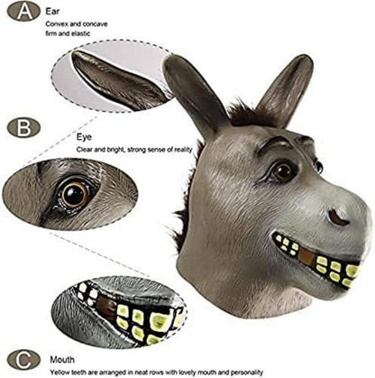 molezu Esel Latex Maske Cosplay Tierkopf Kostüm für Erwachsene