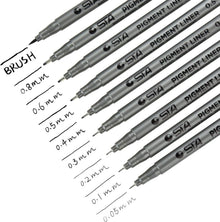 9er Set Fineliner Stifte Pigmentliner Wasserfest Pinselzeichner