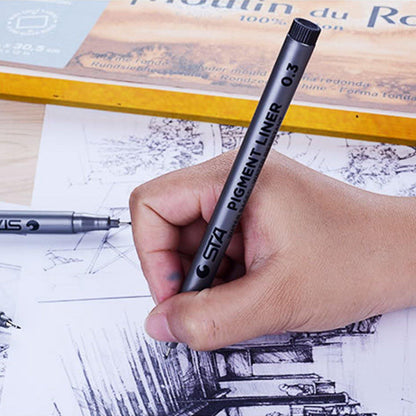 9 Fineliner Stifte Set - Pigmentliner, wasserdicht, zum Skizzieren, Zeichnen, Illustration - Schwarz