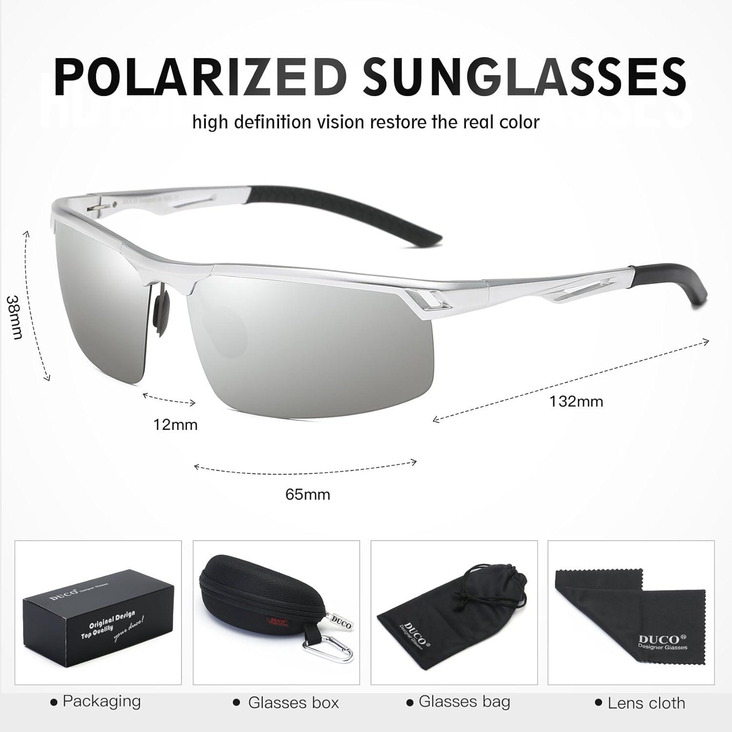 DUCO Herren Retro Polarisierte Sportsonnenbrille Ultraleicht