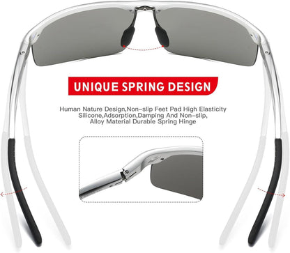 DUCO Herren Sonnenbrille Retro Polarisiert Sport Al-Mg Metall 8550