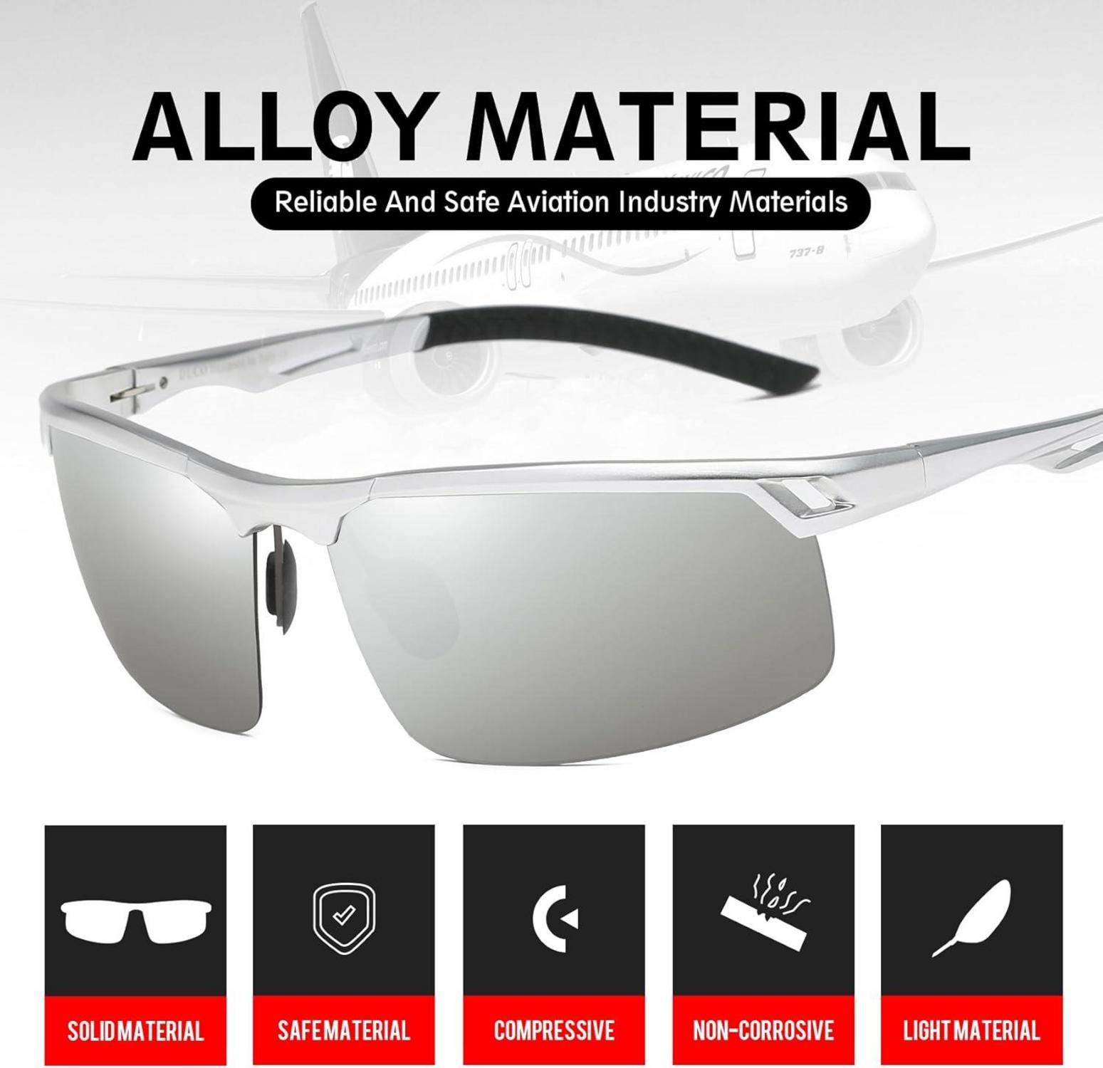 DUCO Herren Sonnenbrille Polarisiert Ultraleicht Sport Al-Mg 8550