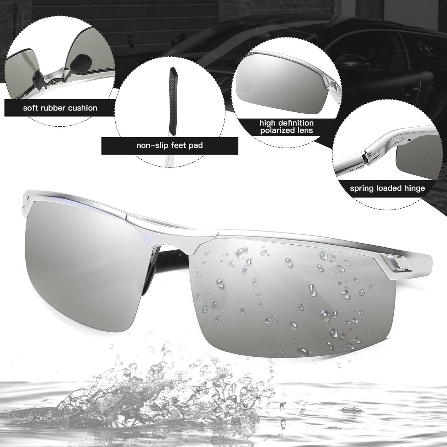 Herren Polarisierte Retro Sport Sonnenbrille Ultraleicht Al-Mg Metall