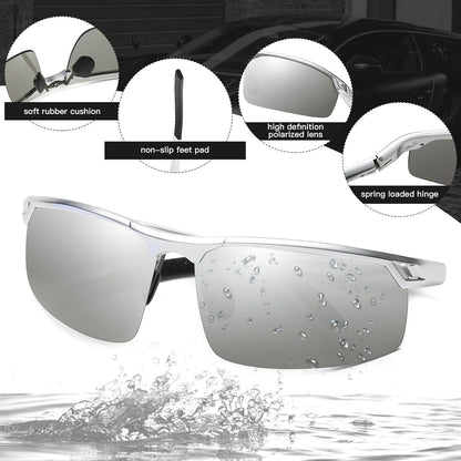 Herren Polarisierte Retro Sport Sonnenbrille Ultraleicht Al-Mg Metall