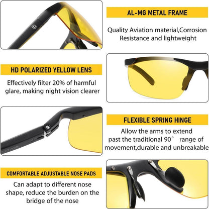 DUCO Herren polarisierte Nachtsicht Sportbrille gelbe Gläser