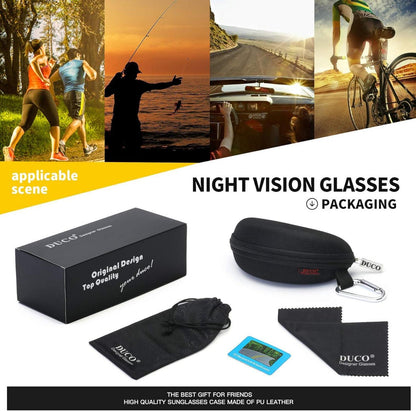 DUCO Herren Nachtsichtbrille polarisierte Sportbrille gelbe Gläser 6806 Schwarz
