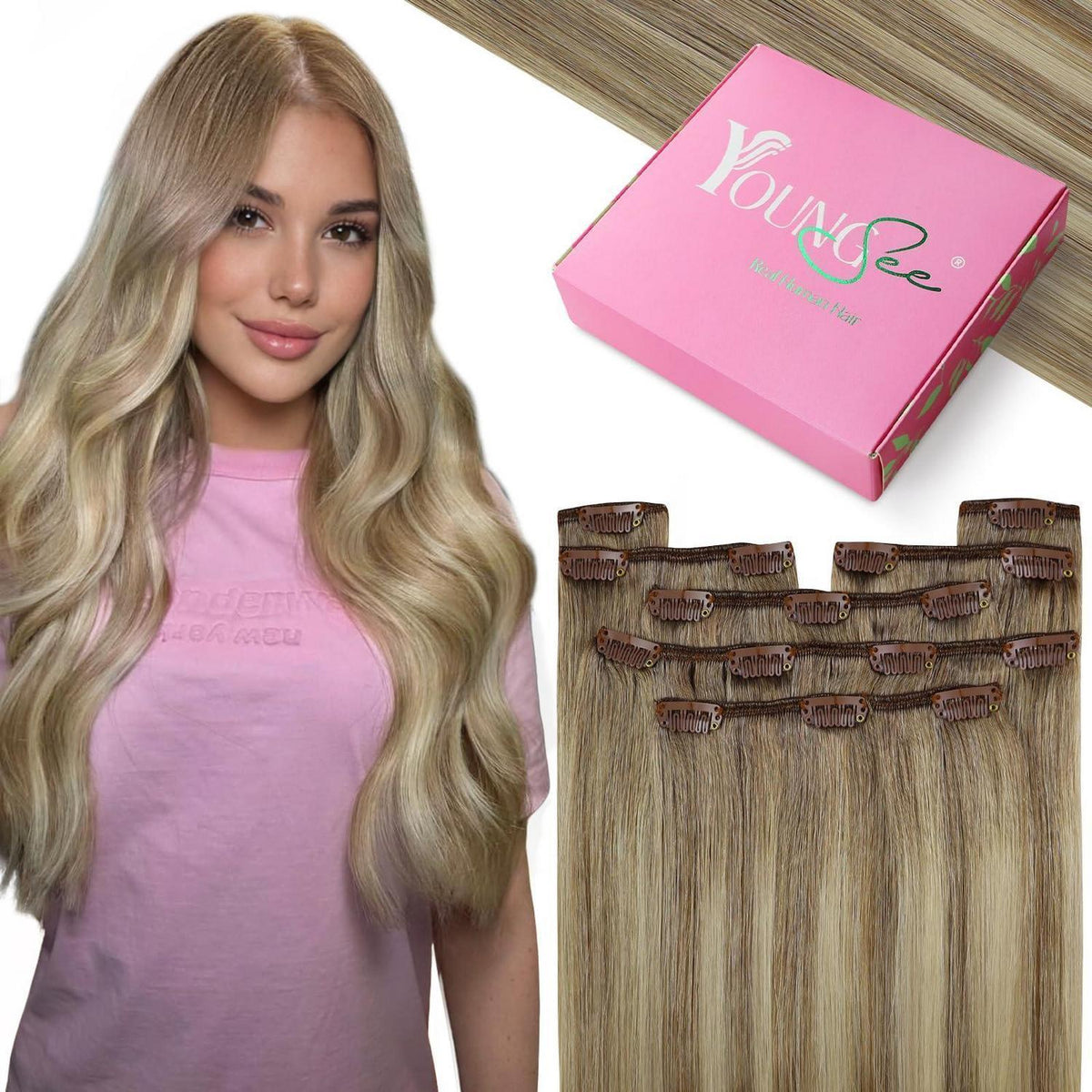 Clip-in Echthaar Extensions Ombre 40cm – Remy Haare, 120g